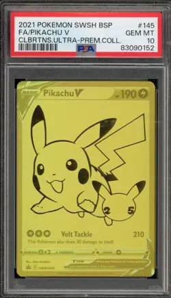 Pokemon Pikachu V Celebrations Ultra-Premium coll. Full Art Promo SWSH145 PSA 10 - Image 1