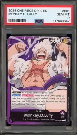 One Piece CCG Monkey.D.Luffy OP09-061 PSA 10 Gem Mint - Image 1
