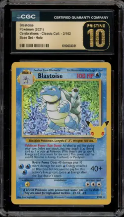 Pokemon Blastoise Celebrations Classic Coll. Holo Rare #2 CGC 10 Pristine - Image 1