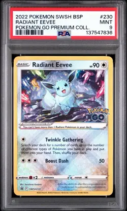 Radiant Eevee SWSH230 Pokemon Go Premium Collection Pokemon PSA 9 - Image 1