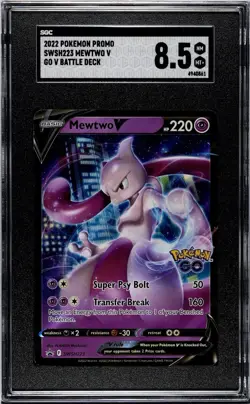 2022 Pokemon Go Battle Deck MEWTWO V #223 Blk Star Promo SGC 8.5 - Image 1