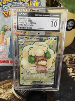 POKEMON Card WHT WHITE FLARE ULTRA RARE #157 WHIMSICOTT EX CGC Grade 10 Not Psa - Image 2