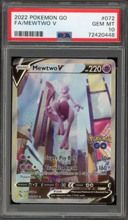 Pokemon Mewtwo V Pokemon Go Full Alt Art #072 PSA 10 Gem Mint - Image 1