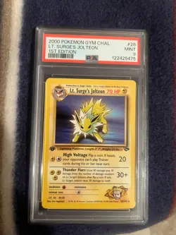 Jolteon 2000 First Edition Pokemon Gym Challenge Lt Surge PSA 9 Mint - Image 1