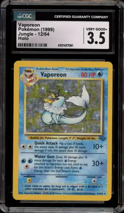 Pokemon Vaporeon Jungle Unlimited Holo Rare #12 CGC 3.5 - Image 1