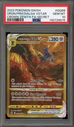 Pokemon Origin Forme Dialga VSTAR Crown Zenith Secret Rare Full Art #GG68 PSA 10 - Image 1