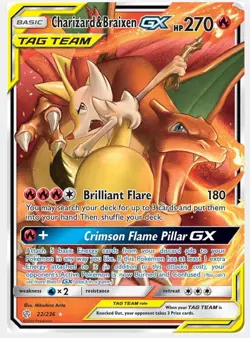 Charizard & Braixen GX Holo Pokemon 22/236 Cosmic Eclipse Ultra Rare - Image 1