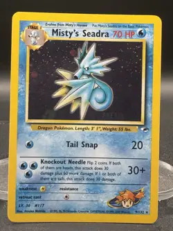 Pokemon TCG Misty's Seadra Prerelease Holo Card 9/132 Promo Near Mint - Image 1