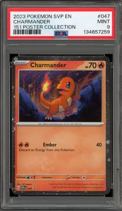 Pokemon Charmander 151 Poster Coll. Holo Promo SVP EN 047 PSA 9 Mint - Image 1
