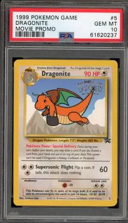 Pokemon Dragonite WB Movie Black Star Promo #5 PSA 10 Gem Mint - Image 1