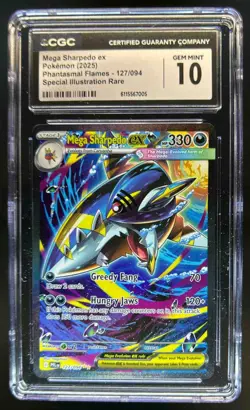 2025 Pokemon Mega Sharpedo ex Special Illustration Rare #127/094 CGC 10 - Image 1