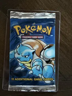 Pokemon Base Set Booster Pack Unlimited Blastoise Art WOTC TCG Vintage Sealed - Image 1
