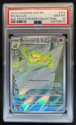 2025 Pokemon SVP EN Reuniclus Black Tech Sticker Collection #212 PSA 10 Gem Mint - Image 1