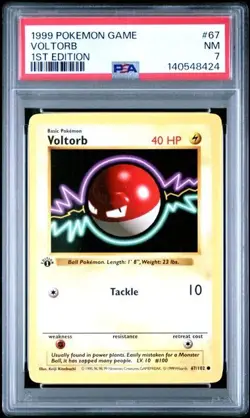 Voltorb #67 - 1999 Pokemon Base Set 1st Edition - PSA 7 - Image 1