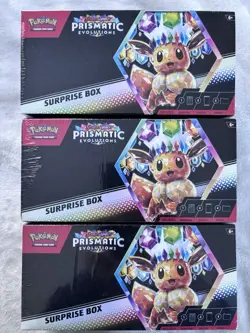 POKEMON PRISMATIC EVOLUTIONS SURPRISE BOX LOT OF THREE (3) NEW FACTORY SEALED US - Image 1