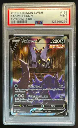 2021 Pokemon SWSH Evolving Skies Umbreon V Full Art Ultra Rare #189/203 PSA 9 - Image 1