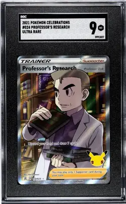 2021 POKEMON CELEBRATIONS #024 FULL ART/PROFESSOR'S RESEARCH SGC 9 - Image 1