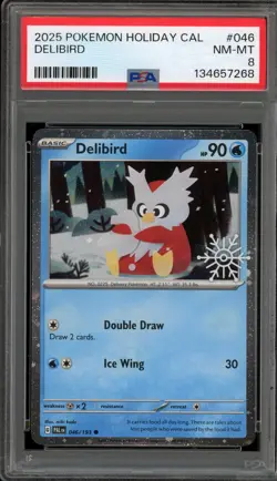 Pokemon Delibird 2025 Holiday Calendar Holo #046 PSA 8 - Image 1