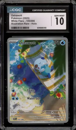 Pokemon Oshawott White Flare Illustration Rare #105 CGC 10 Gem Mint - Image 1
