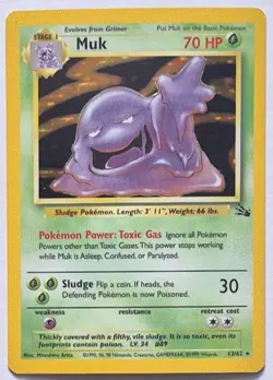 Muk Pokemon Fossil 13/62 Holo Vintage Pokemon TCG Card - Image 1