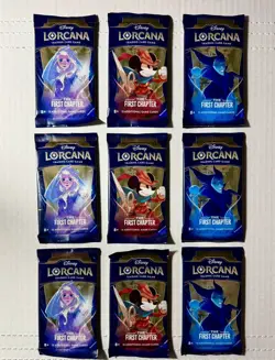 Disney Lorcana The First Chapter Booster Pack Trading Card Game Lot Of 9 Sealed - Image 1