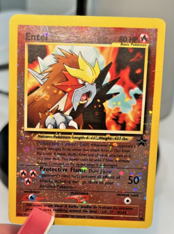 2001 Entei Holo Promo Movie Card WOTC Black Star #34 HP Heavy Play - Image 1