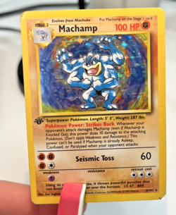 Pokemon Machamp Base Set 1st Edition Holo Card 8/102 MP - Image 1
