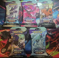 Chilling Reign Sleeved Pokemon Booster Packs - 5 Pack Complete Full Art Set - Image 1