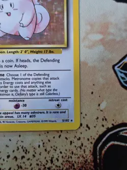 Pokemon TCG Clefairy 5/102 Base Set Holo Rare 1999 VTG WOTC LP - Image 5