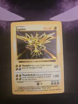 Pokemon TCG Zapdos Holo Card 016/102 Base Set Shadowless, WOTC 1999 HP - Image 2