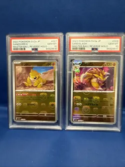 2023 POKEMON JPN MASTER BALL REVERSE HOLO 027 028 Sandshrew Sandslash PSA 10 SEQ - Image 1