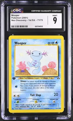 CGC MINT 9 Pokemon Wooper 71/75 2001 Neo Discovery 1st Edition - Image 1
