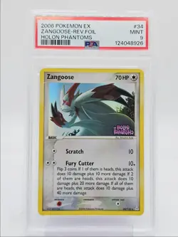 ZANGOOSE 2006 POKEMON EX HOLON PHANTOMS REVERSE FOIL STAMP 34/110 PSA 9 Q0004 - Image 1