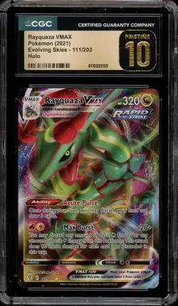 Pokemon Rayquaza VMAX Evolving Skies Full Art #111 CGC 10 Pristine - Image 1
