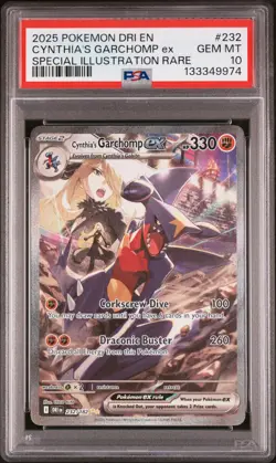2025 Pokemon Destined Rivals Cynthia's Garchomp Ex SIR #232 GEM MT PSA 10 - Image 1