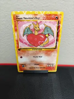 Happy Valentine's Day Charizard Card - Custom Holographic Pokemon Card - Image 1