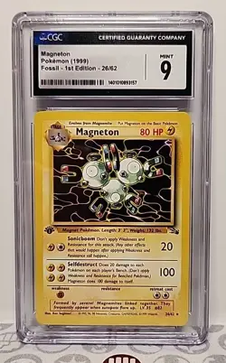 CGC 9 Magneton 26/62 1st Edition Fossil 1999 Pokemon Card Graded CGC Mint 9 - Image 2