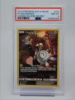 MAGNEMITE 2019 POKEMON S & M COSMIC ECLIPSE SECRET RARE 242/236 PSA 8 Q0004 - Image 1