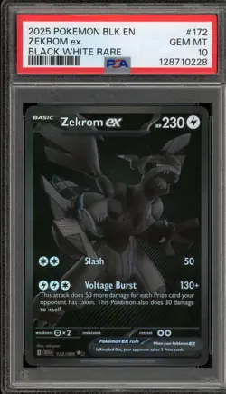 Pokemon Zekrom ex Black Bolt Black White Rare #172 PSA 10 Gem Mint - Image 1