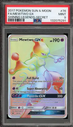 Pokemon Mewtwo GX Shining Legends Secret Rare Full Art #76 PSA 9 Mint - Image 1