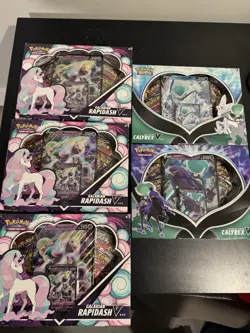 Pokemon TCG Galarian Rapidash V Box Factory Sealed x3 Lot And Calrex V 2x lot - Image 1