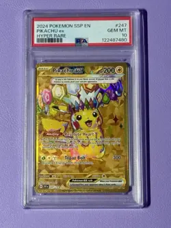 TCG Pokemon English Pikachu ex 247/191 Sv08: Surging Sparks PSA 10 - Image 1