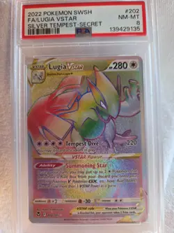 LUGIA- 2022 POKEMON SWSH FA SILVER TEMPEST-SECRET #202- PSA NM-MINT 8 - Image 1