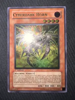 Yugioh Cyberdark Horn 1st Edition Ultimate Rare CDIP-EN001 NM - Image 2