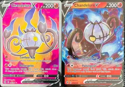 2021 POKEMON FUSION STRIKE CHANDELURE V FULL ART ULTRA RARE HOLO - 2 CARD LOT - Image 1