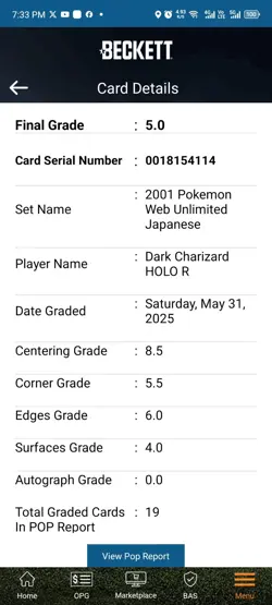 Pokemon Card - BECKETT BGS 5 DARK CHARIZARD #042 - HOLO (JAPANESE WEB) YEAR 2001 - Image 4