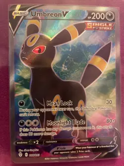Pokemon TCG Evolving Skies Umbreon v Full Art Ultra Rare Holo Card 188/203 - Image 1