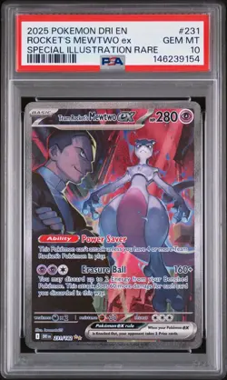 2025 POKEMON DRI EN-DESTINED RIVALS #231 TEAM ROCKET'S MEWTWO EX PSA 10 - Image 1