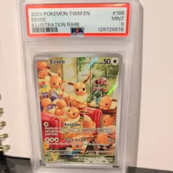 2024 EVEE POKEMON TWM EN-TWILIGHT MASQUERADE ILLUSTRATION RARE #188 PSA 9 - Image 1
