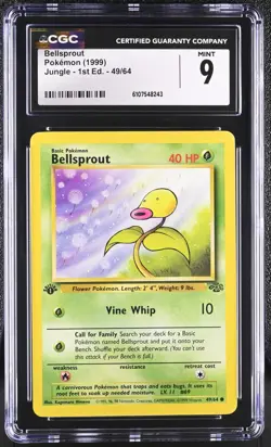 CGC MINT 9 Pokemon Bellsprout 49/64 1999 Jungle 1st Edition - Image 1